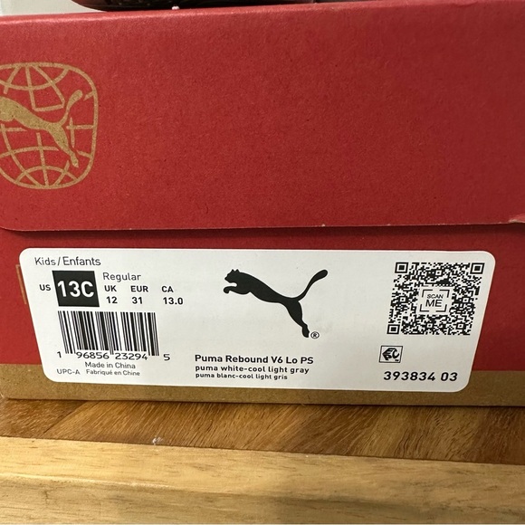 Puma Rebound V6 Sneakers SZ 13C White Lace Up Cheerleading Activewear EUC - Picture 2 of 8